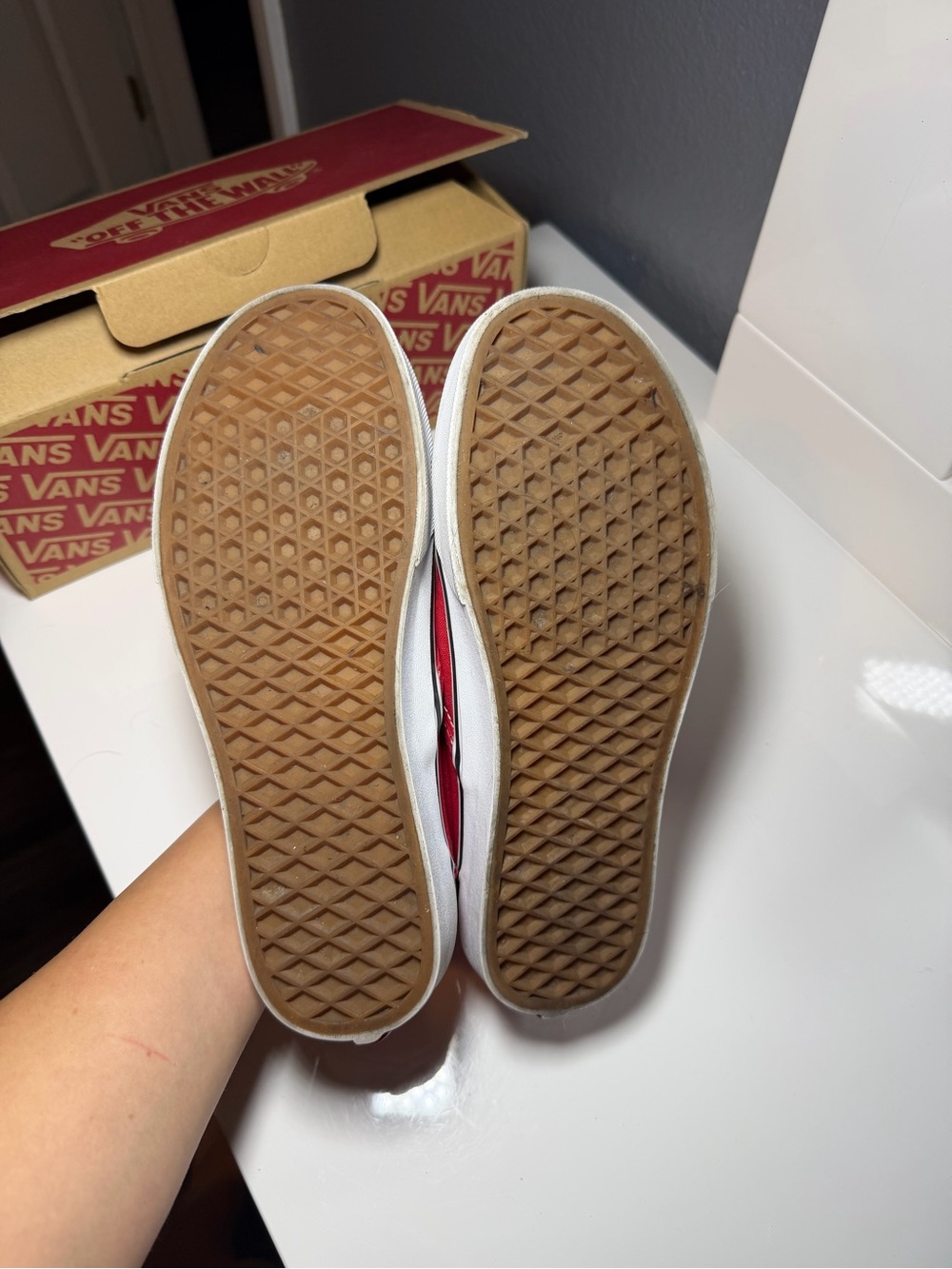 Vans Kids Red Checkerboard Slip-On Sneakers with Flame Graphic - Picture 2 of 5